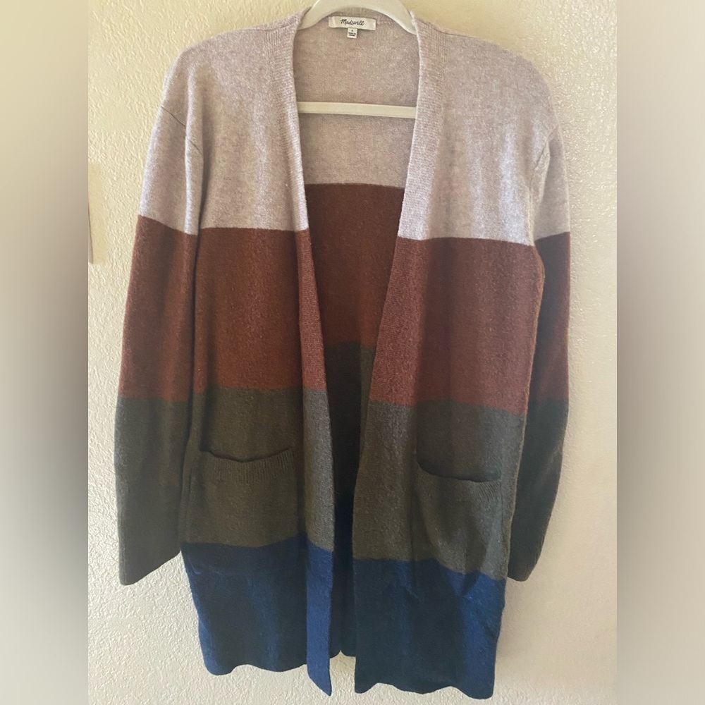 Madewell Kent Colorblock Open Front Cardigan